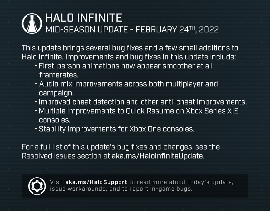 Halo season update